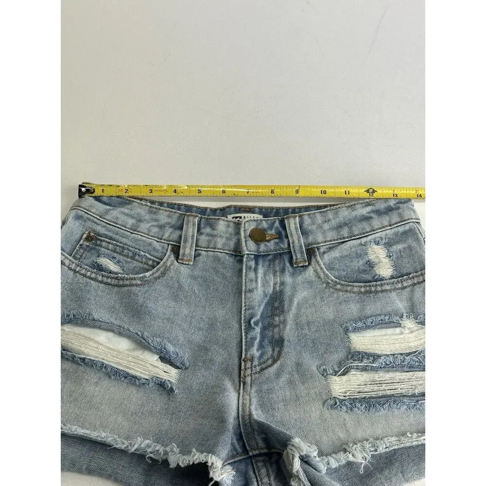 Billabong Distressed Ripped Raw Hem Denim Shorts Size 27 (27” W) 2